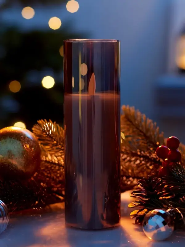 Светодиодная свеча "Серебристая" 16х5.5 см, AAx2 (не в компл.), Т/БЕЛЫЙ