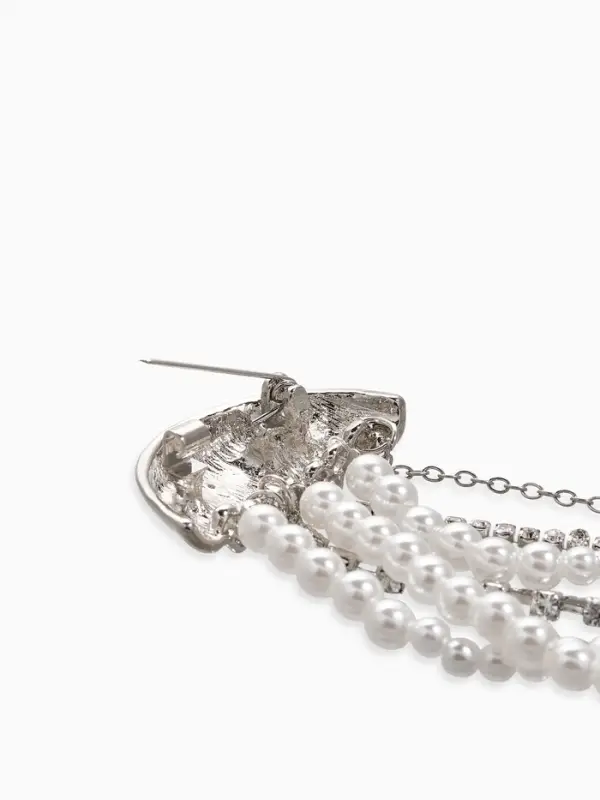 Брошь &laquo;Медуза&raquo;, цвет белый в серебре