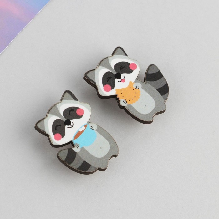 Набор парных значков &laquo;Енотики&raquo;, 2 шт., 9,5 х 8,7 см