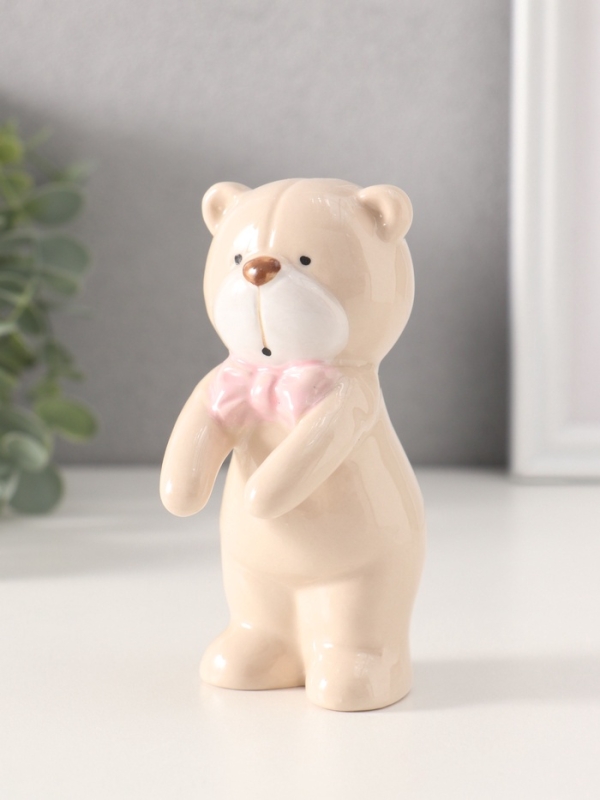 Сувенир керамика "Медвежонок с бантом" МИКС 3х5,5х10,8 см