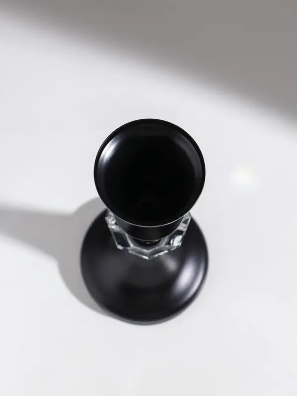 Подсвечник стекло, металл на 1 свечу "Кристалл. Классика" чёрный d=5 см 9,5х9,5х24 см