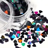 Пайетки для декора &laquo;Сердца&raquo;, чёрный, голографические