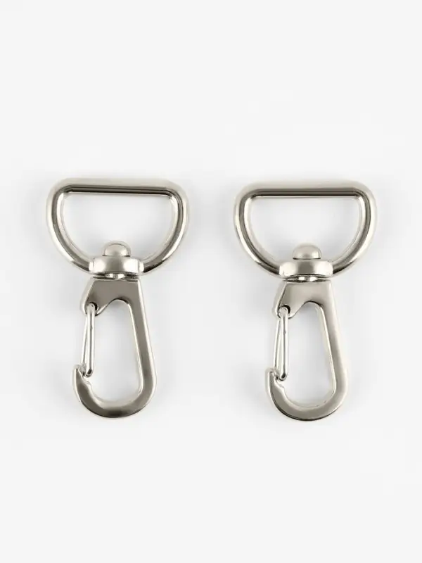 Карабин металлический TEIRA, набор 2 шт., 6.9 г, 4.1&times;2.5 см/20&times;2.5 мм, цвет серебряный