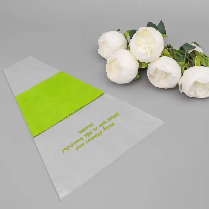 Пакет конус для цветов, с нетканым материалом, 26+7&times;37 см, салатовый