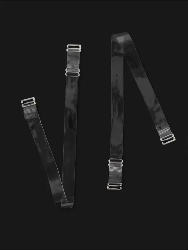 Лямки для бюстгальтера, силиконовые, фурнитура металл, 1.5 см, 37 см, пара, прозрачные
