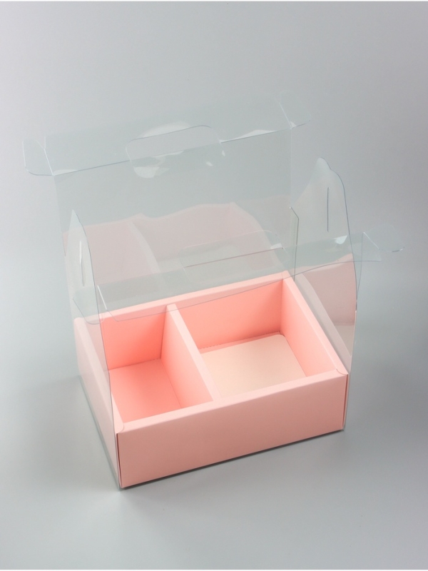 Коробка с PVC для цветов и десертов 26 х 18 х 30 см, розовый