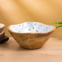 Салатник "Черепаха и цветы" дерево манго 23х23х10,5 см