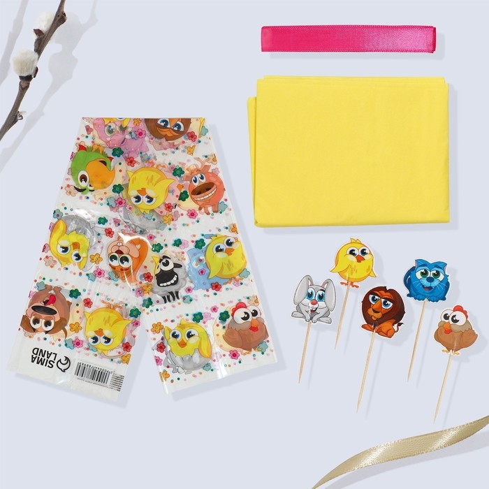 Набор для украшения кулича &laquo;Зверята&raquo; на пасху, 18,5 х 16 х 1 см.