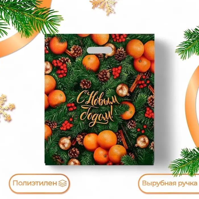 Пакет &laquo;Спелая зима&raquo;, полиэтиленовый с вырубной ручкой, 40&times;47 см