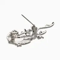 Брошь "Медуза", цвет белый в серебре