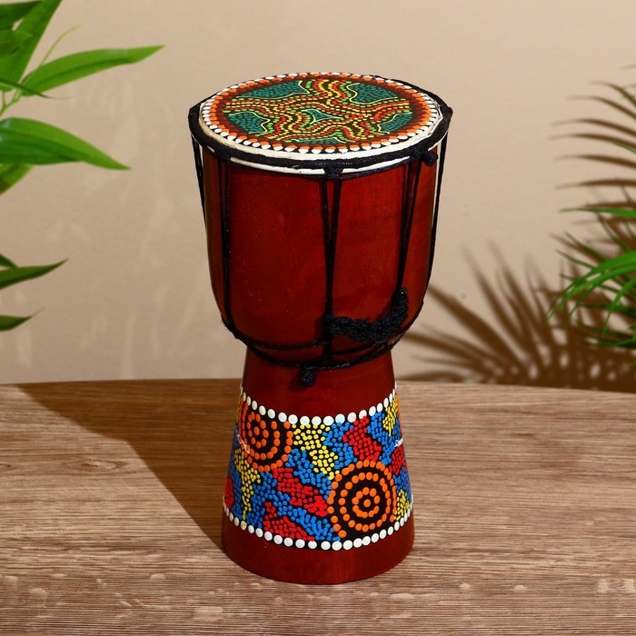 Сувенирный музыкальный инструмент "Барабан Джембе Разноцветный" 13x13x24 см, МИКС
