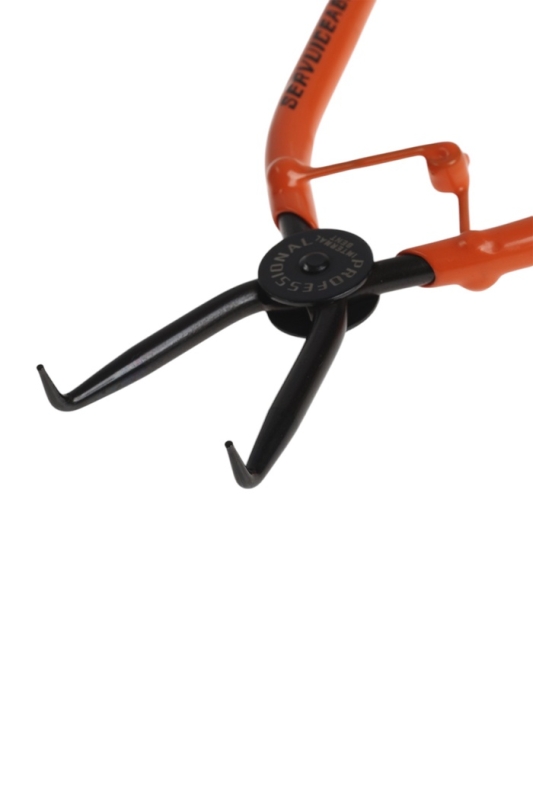 Съемник внутренних стопорных колец ТУНДРА, удлиненные изогнутые губки на сжим, 180 мм