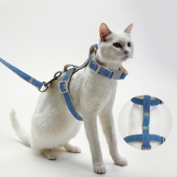 Комплект амуниции "Жаккард", поводок 120 х 1,5 см, синий