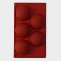 Форма для выпечки Доляна &laquo;Полусфера&raquo;, силикон, 29,5&times;17 см, 5 ячеек, d=8 см, цвет МИКС