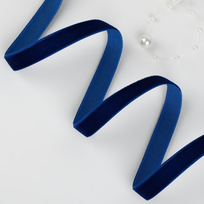 Лента бархатная, 10 мм, 18 &plusmn; 1 м, цвет синий №47