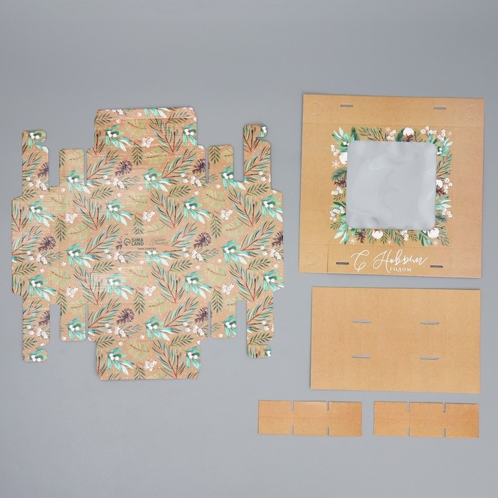 Коробка под 9 конфет &laquo;С Новым годом&raquo;, эко, 14.7 х 14.7 х 3.5 см, Новый год