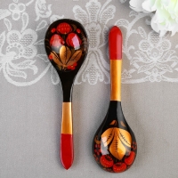 Ложка &laquo;Ягодка&raquo;, салатная, 6&times;21, хохлома