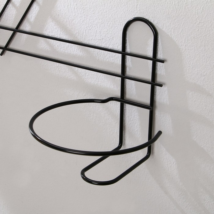 Подвес для кашпо, настенный, на 2 горшка, d = 16 см, чёрный, &laquo;Зигзаг&raquo;