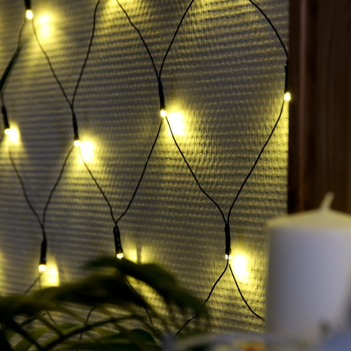 Гирлянда &laquo;Сеть&raquo; 1.6 &times; 1.6 м, IP20, тёмная нить, 144 LED, свечение тёплое белое, 8 режимов, 220 В
