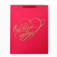 Пакет ламинированный вертикальный &laquo;От всего сердца&raquo;, глиттер, L 31 х 40 х 11.5 см