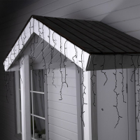 Гирлянда &laquo;Бахрома&raquo; 4 &times; 0.6 м, IP44, тёмная нить, 180 LED, свечение синее, мерцание белым, 220 В