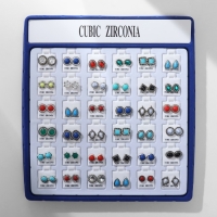 Пусеты в коробке 36 пар &laquo;Натурель&raquo;, цвет МИКС в чернёном серебре