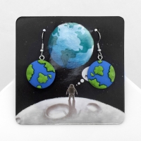 Серьги ассорти &laquo;Радость&raquo; земной шар, цвет сине-зелёный в серебре