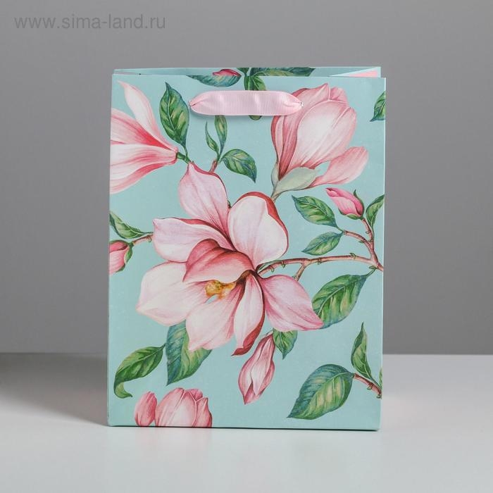Пакет подарочный ламинированный вертикальный, упаковка, &laquo;Магнолия&raquo;, MS 18 х 23 х 10 см