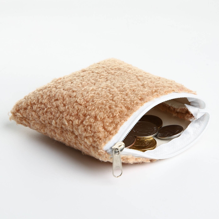 Кошелёк на молнии, цвет бежевый