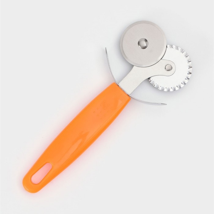 Нож для пиццы и теста Доляна &laquo;Оранж&raquo;, 17 см, 2 лезвия, цвет оранжевый