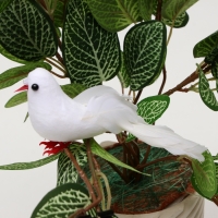 Птичка для декора и флористики, на прищепке, белая, пластиковая, 1шт., 8 х 8 см