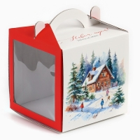 Коробка кондитерская с окном, сундук, &laquo;Тепла и уюта&raquo;, 20 х 20 х 20 см, Новый год