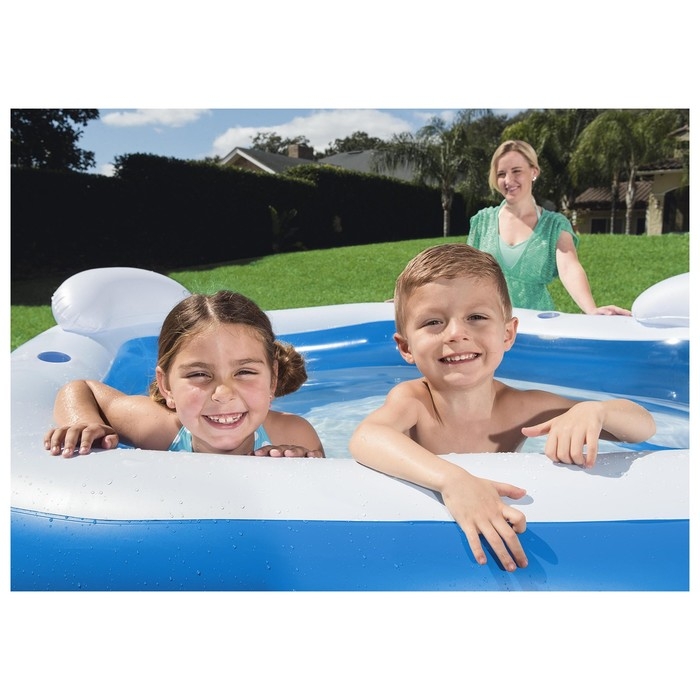 Бассейн надувной Bestway, 213&times;206&times;69 см, с сиденьями и подголовниками, от 6 лет, 54153
