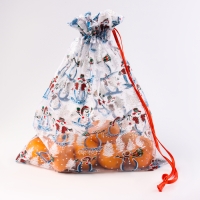 Новый год! Мешок подарочный &laquo;Снеговики на лыжах&raquo;, р. 45 &times; 35 см, органза