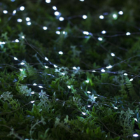 Гирлянда &laquo;Нить&raquo; 20 м роса, IP44 серебристая нить, 200 LED, свечение белое, 2 режима, солнечная батарея