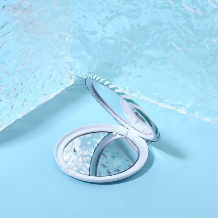 Зеркало складное (2) б/увел ГЕОМЕТРИЯ d7.5см пластик/бумага полосы пакет QF