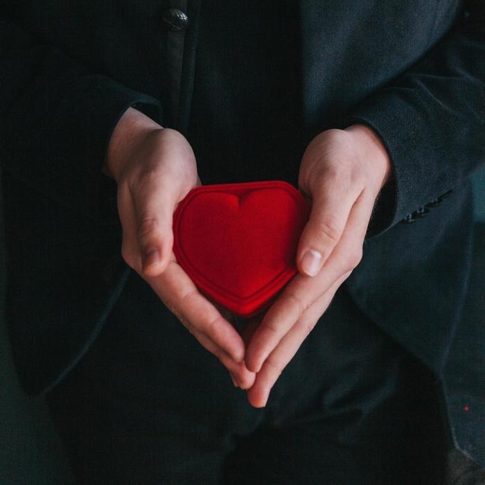 Футляр бархатный под набор &laquo;Сердце&raquo;9&times;8,5, цвет красный