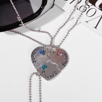 Кулоны &laquo;Неразлучники&raquo; тройное сердце, цветные в серебре, 45 см