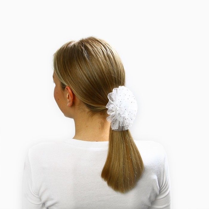 Выпускной. Бант для волос на резинке, белый, 11 см, Минни Маус