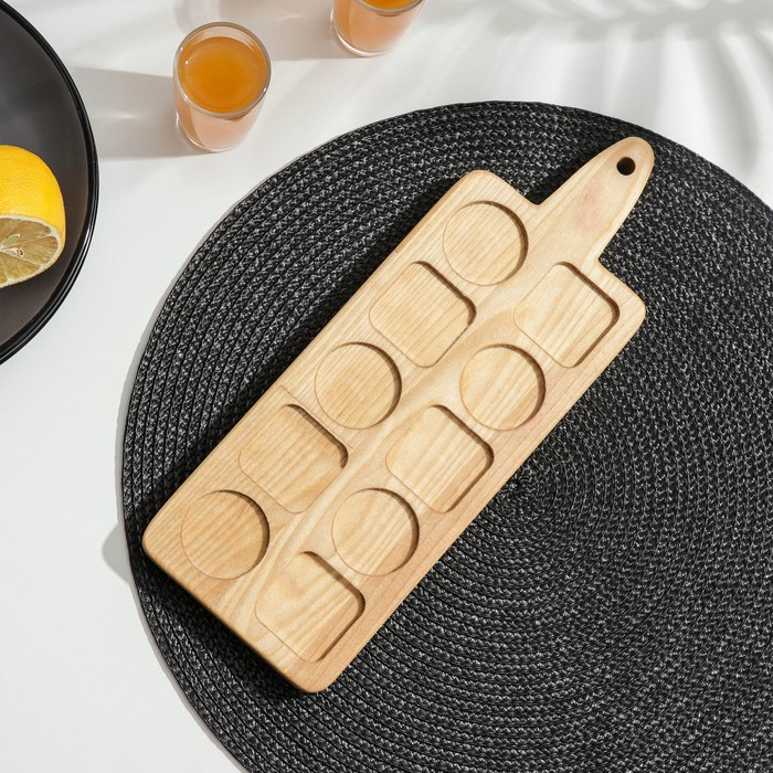 Доска - менажница для подачи шотов Adelica, на 5 рюмок, 30&times;13&times;1,8 см, берёза