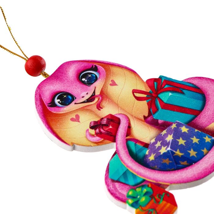 Ёлочная игрушка - подвеска деревянная &laquo;Новый год! Змея с подарками&raquo;, символ года 2025