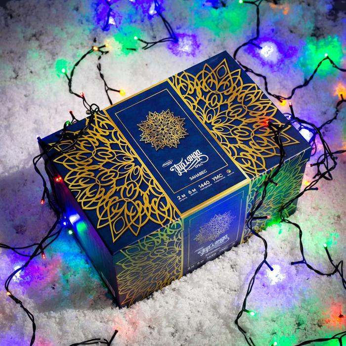 Гирлянда &laquo;Занавес&raquo; 2 &times; 6 м, IP44, УМС, тёмная нить, 1440 LED, свечение мульти, 220 В