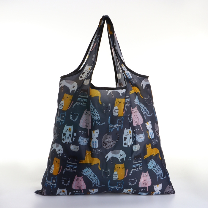 Сумка хозяйственная без застёжки, складная, цвет чёрный