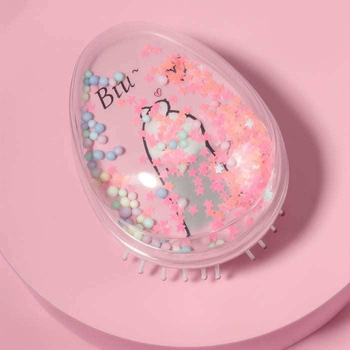 Расчёска - шейкер &laquo;Лапки&raquo;, 5,5 &times; 9 см, цвет нежно - розовый