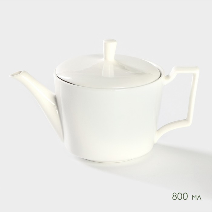 Набор фарфоровый чайный на бамбуковой подставке Доляна &laquo;Эстет&raquo;, 5 предметов: чайник 800 мл, 4 кружки 220 мл, цвет белый