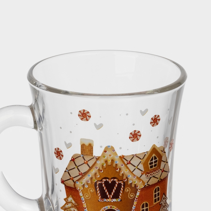 Кружка стеклянная для глинтвейна &laquo;Пряничный домик&raquo;, 200 мл