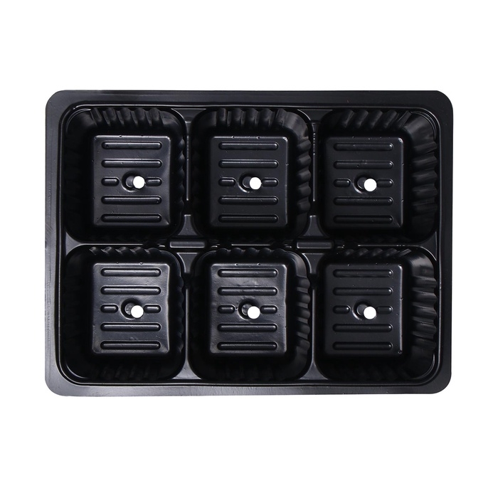 Кассета для рассады, на 6 ячеек, по 120 мл, пластиковая, чёрная, 18 &times; 13 &times; 6 см, в наборе 10 шт., Greengo