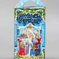 Подарочная новогодняя коробка &laquo;Новогодняя карусель&raquo;, для сладких подарков, 10.6&times;10.6&times;18.8 см