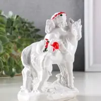 Фигура "Ангел на лошади" 13,5х10х6,5 см, цв. белый