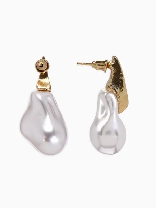 Серьги жемчуг "Капля борроко", цвет белый в золоте